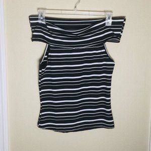 Black and White Stripe Off The Shoulder Top